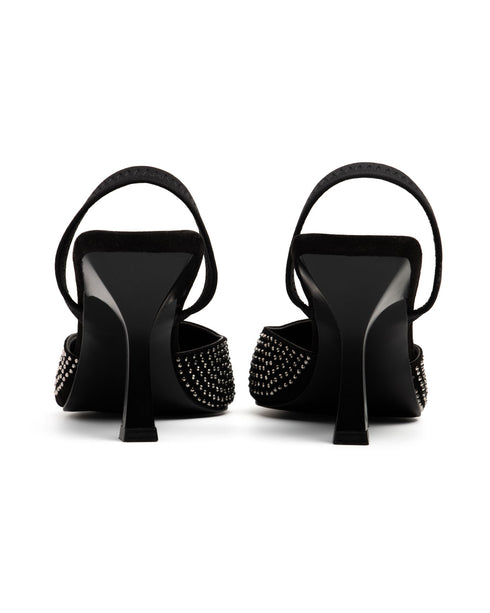 Tacón Slingback Negro Terminado Con Piedras 98009